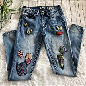 Indigo Rein ankle denim jeans with patches size 5